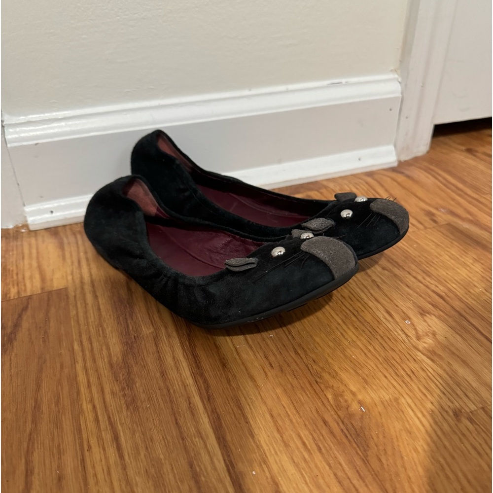 Marc By Marc Jacob’s black suede mouse ballet flat with silver accents